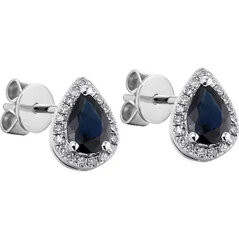 Náušnice Safírové náušnice s diamanty Valora 0.110 ct IZBR100N + dárkové balení LUXUS zdarma