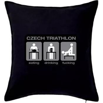Polštář Czech triathlon (Hana-creative) - Polštář 50x50 - 50x50 - Pouze potah ( Černá )