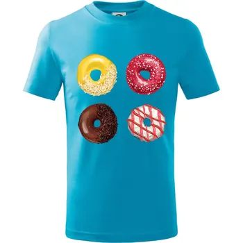 Chlapecké tričko 4 donuty - Tričko dětské bavlněné - 98 cm / 2 roky ( Světlý tyrkys )