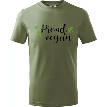 Proud vegan - Tričko dětské bavlněné - 98 cm / 2 roky ( Khaki )