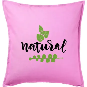 Polštář Natural - nápis v listech - Polštář 50x50 - 50x50 - Pouze potah ( Růžová )