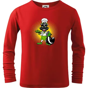 Chlapecké tričko Skunk kuchař (Pecka design) - Triko dětské Long Sleeve - 122 cm/6 let ( Červená )