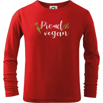 Chlapecké tričko Proud vegan - Triko dětské Long Sleeve - 122 cm/6 let ( Červená )