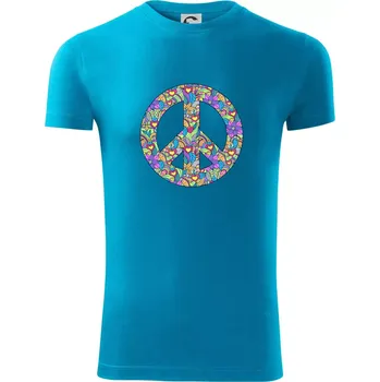 Pánské tričko Peace symbol mandela - Viper FIT - Pánské zůžené tričko - XL ( Světlý tyrkys )