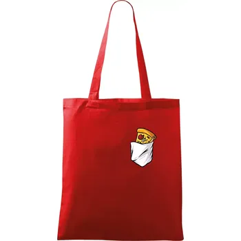 Nákupní taška Pizza v kapse - Taška bavlněná - 42 x 38 cm ( Červená )
