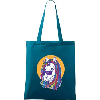 Rasta unicorn - Taška bavlněná - 42 x 38 cm ( Petrolejová )