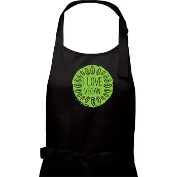 Kuchyňská zástěra I love vegan v kruhu - Pánská zástěra na vaření - Univerzální velikost ( Černá )