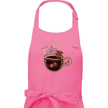 Kuchyňská zástěra Coffee time bath (Pecka design) - Pánská zástěra na vaření - Univerzální velikost ( Růžová )