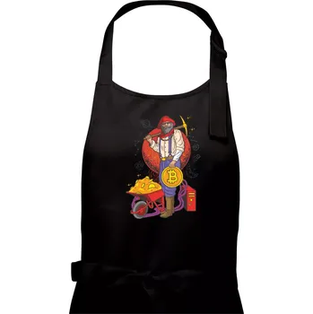 Kuchyňská zástěra Horník těží bitcoiny - Dámská zástěra na vaření - Univerzální velikost ( Černá )