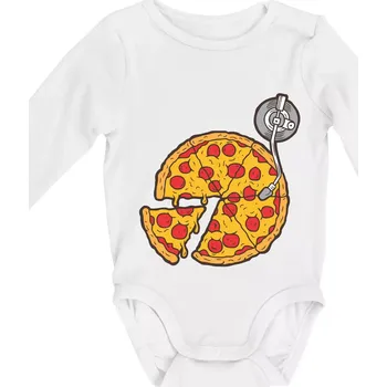 Pizza DJ - Body kojenecké s dlouhým rukávem - Dlouhý r. 3-6 měs ( Bílá )