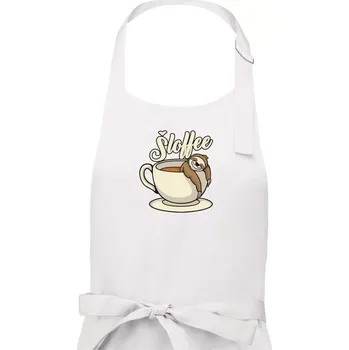 Kuchyňská zástěra Šloffee - káva - Dámská zástěra na vaření - Univerzální velikost ( Bílá )