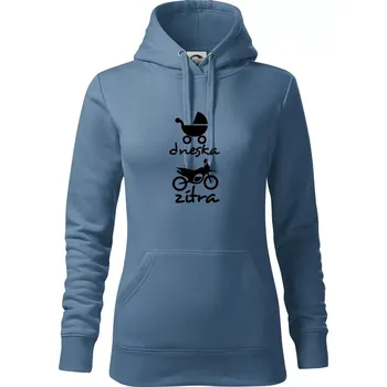 Dámská mikina Dnes zítra cross - Mikina dámská Cape s kapucí - S ( Denim )