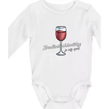 Zvedání skleničky je můj sport - Body kojenecké s dlouhým rukávem - Dlouhý r. do 3 měs ( Bílá )