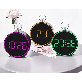 Budík HODINOVÝ BUDÍK LED ELEKTRONICKÝ DIGITÁLNÍ TEPLOTA ČAS ALARM KULATÝ