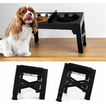 Miska pro psa UNIVERZÁLNÍ STOJAN S DVOJITOU MISKOU 3V1 PRO PSA, NASTAVITELNÁ VÝŠKA