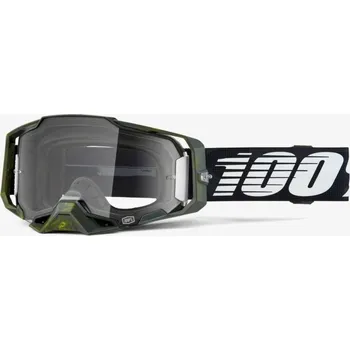 Motocyklové brýle 100 PERCENT BRÝLE ARMEGA SOLEDAD - ČIRÉ SKLO - BARVA ČERNÁ/ZELENÁ