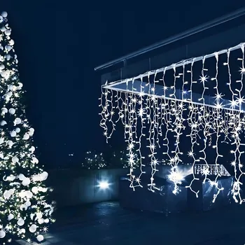 Vánoční dekorace RAMPOUCHY 100 LED SVĚTEL VENKOVNÍ IP44 STÁLÉ SVÍCENÍ + FLASH STUDENÁ BÍLÁ 6 CM