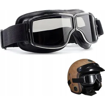 Motocyklové brýle OKULARY MOTOCYKLOWE GOGLE SPORTOWE OCHRONNE S UV OCHRANOU RETRO VINTAGE NA MOTOCYKEL