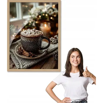 Obraz Obraz s rámem ZIMNÍ HRNEK ČOKOLÁDA, dřevěný rámeček 50x70 cm, na zeď