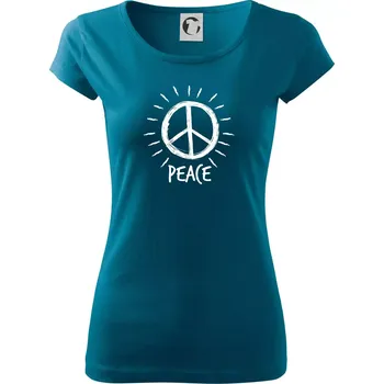 Dámské tričko Peace symbol černobílý - Dámské triko Pure - 2XL ( Petrolejová )