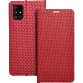 Náhradní kryt pro mobilní telefon Kryt LUNA Book Carbon Samsung Galaxy A71 red