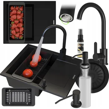 Granitový dřez Jednokomorový granitový dřez Granitan Bello, černý