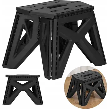 Stolička Skládací stolička černá taburet plošina rozkládací s držadlem židlička