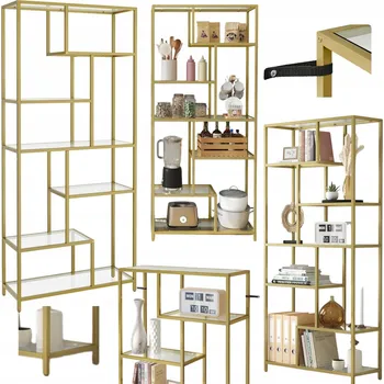 Knihovna Regál Songmics 80 cm x 180 cm x 30 cm zlatý