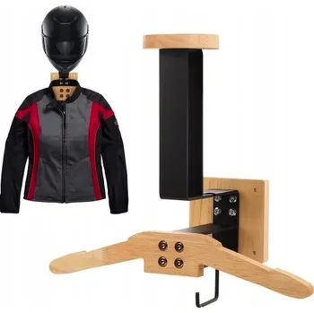 Věšák DRŽÁK NA ZEĎ STOJAN NA MOTOCYKLOVÁ PŘILBA VĚŠÁK NA BUNDU NA MOTORKU 2V1