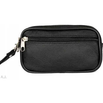 Outdoorové zavazadlo Pánská ledvinka na opasek polská výroba pravá kůže černá