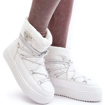 Dámská zimní obuv Dámské sněhule na silné podrážce, zateplené kožíškem, bílé, velikost 36