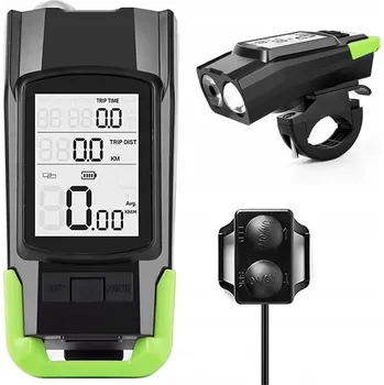 Cyklosvítilna SET SVĚTLO NA KOLO VÝKONNÉ LED PŘEDNÍ ZADNÍ KOLO CYKLOPOČÍTAČ ZVONEK