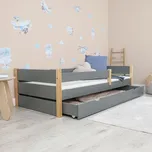 Dětská dřevěná postel Scandie zábranou - šedá