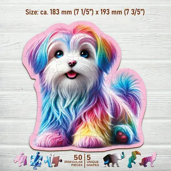 Puzzle Dřevěné Puzzle pro děti 50 dílků Veselý Štěně Hra Pes Wooden.City