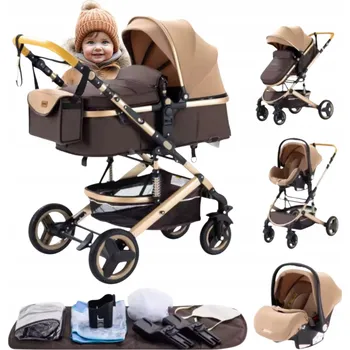 Kočárek DĚTSKÝ SPORTOVNÍ KOČÁREK YAZOCO 3V1 S KORBIČKOU, AUTOSEDAČKOU A SKLÁDACÍ SPORTOVNÍ VERZÍ