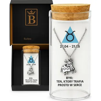 Náhrdelník Stříbrný dámský náhrdelník v lahvičce, znamení zvěrokruhu Býk stříbro o ryzosti 925