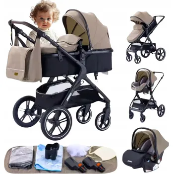 Kočárek DĚTSKÝ KOČÁREK 3V1 YAZOCO - SPORTOVNÍ, HLUBOKÁ KORBA, AUTOSEDAČKA, SKLÁDACÍ