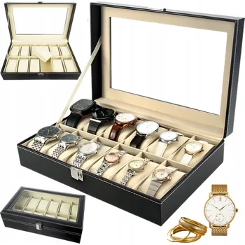 Šperkovnice Organizér na hodinky, šperky, Náramky 12 přihrádek, Šperkovnice Pouzdro