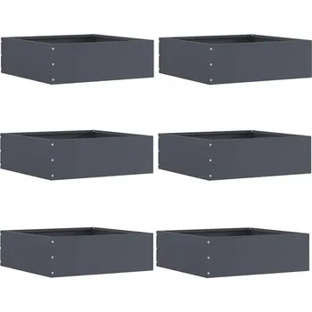 Truhlík Okraj trávníku 6 pcs Antracit 40 x 40 x 13 cm Ocel