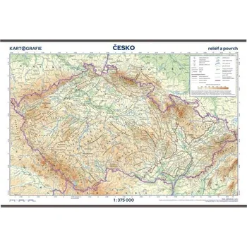 Česko - reliéf a povrch 1:375 000 nástěnná mapa