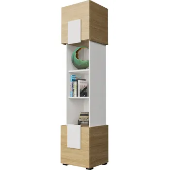 Komoda Komodee Torino Vysoká Vitrína Bílá Dub Olejovaný Stojící Závěsná do Obývacího Pokoje