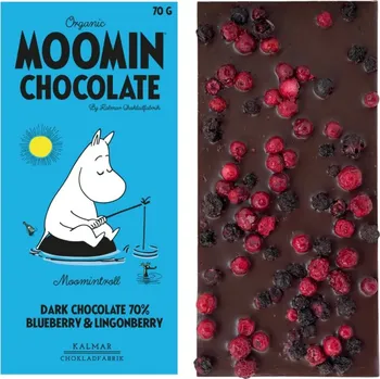 Čokoláda Kalmar Chokladfabrik Bio čokoláda Moomintroll 70% / brusinky a borůvky
