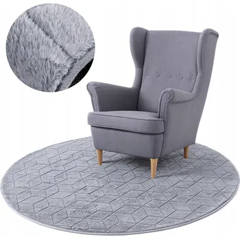 Koberec STRADO kulatý plyšový Koberec Rabbit 3D, měkká, hedvábná králičí kožešina , 140