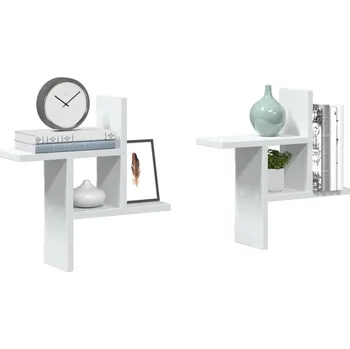 Nábytek Nástěnné police 2 ks bílé 38 x 12 x 38 cm kompozitní dřevo