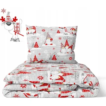 Povlečení Krepové povlečení 160x200 cm + 2x70x80 cm polský povlečení Bielawa s červenými skřítky