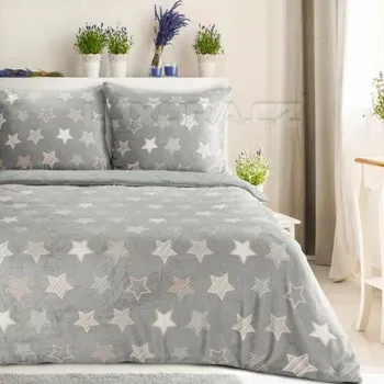 Povlečení Povlečení mikroflanel hvězdy šedé - 200x140 cm + 90x70 cm
