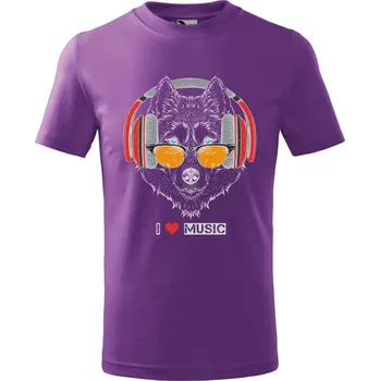 DOBRÝ TRIKO Dětské tričko I love music Velikost: 110 /4 roky, Barva: Fialová