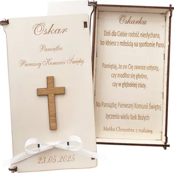 Obraz PAMÁTKA NA PRVNÍ SVATÉ PŘIJÍMÁNÍ KRABIČKA NA PENÍZE KE SVATÉMU PŘIJÍMÁNÍ S GRAVÍROVÁNÍM