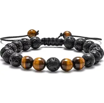 Náramek Stahovací náramek z lávy a tygřího oka 8mm