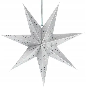 Vánoční dekorace OKENNÍ DEKORACE HVĚZDA PAPÍROVÁ STŘÍBRNÁ VÁNOČNÍ OZDOBA 45X15 CM